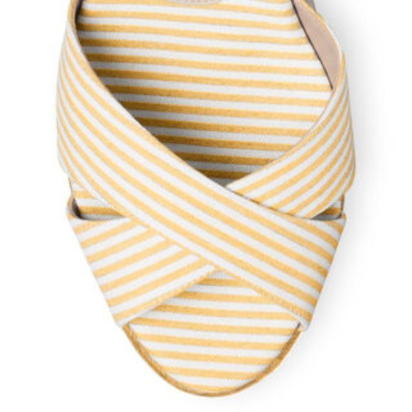 NEW -- STUART WEITZMAN Mirela Stripe Canvas Heels Espadrille -- Sunflower. - Picture 4 of 5